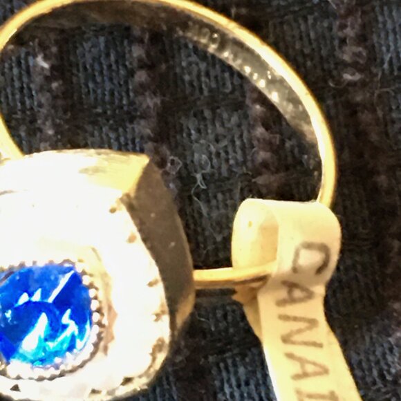 NOS Vtg Sarah Coventry Blue Marquise Stone Pearls Surround Goldtone Ring - Picture 6 of 8